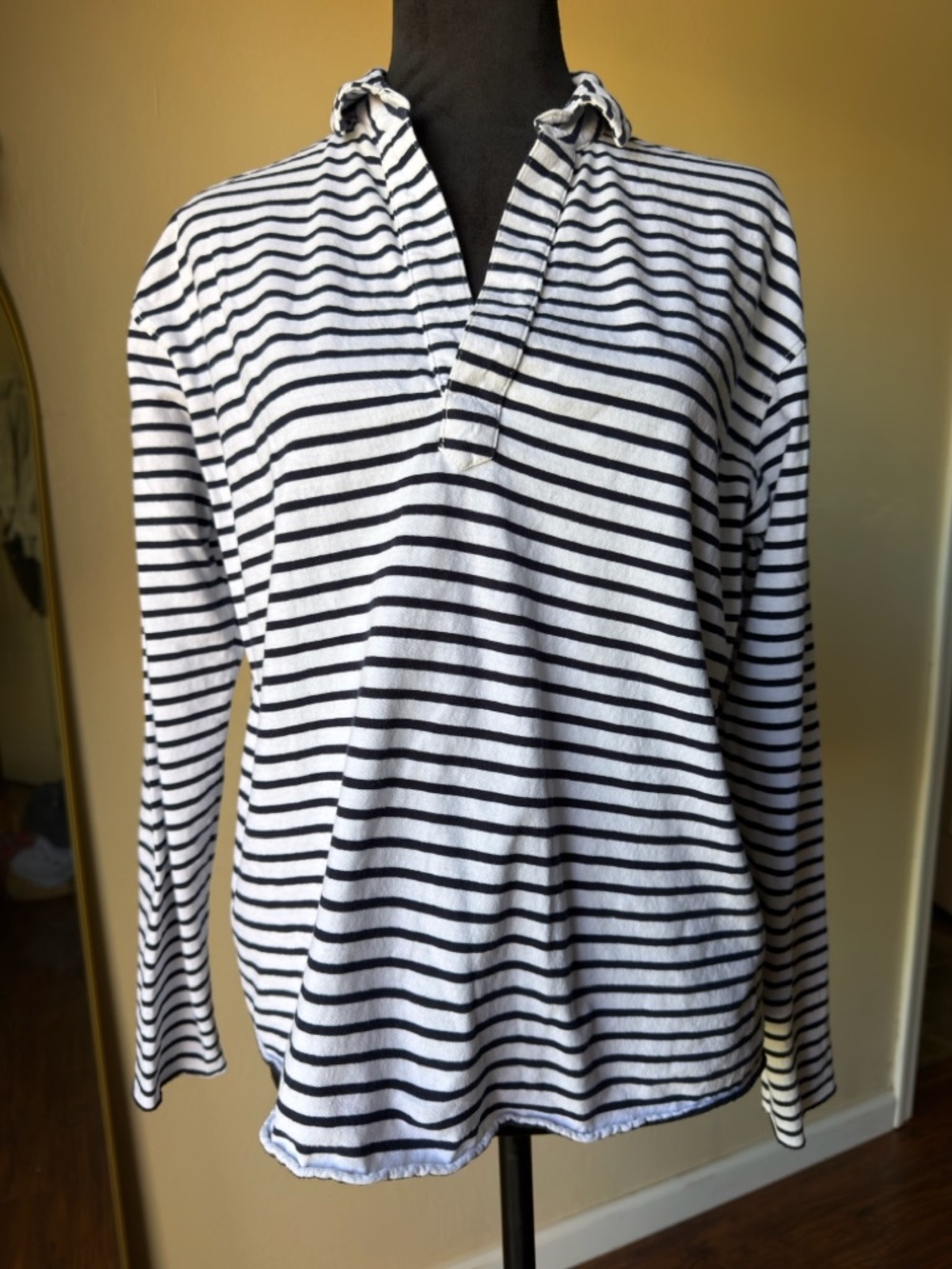 Frank & Eileen tee Patrick popover Henley small navy French stripe cotton womens - Picture 5 of 12